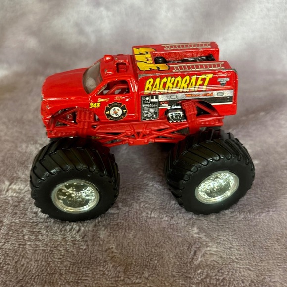 Hot Wheels Other - Hot Wheels Monster Jam Backdraft Fire Truck Die-Cast Red Monster Truck 343